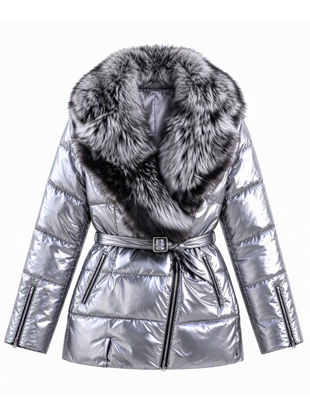 Women's Padded Jacket with Faux Fur Collar