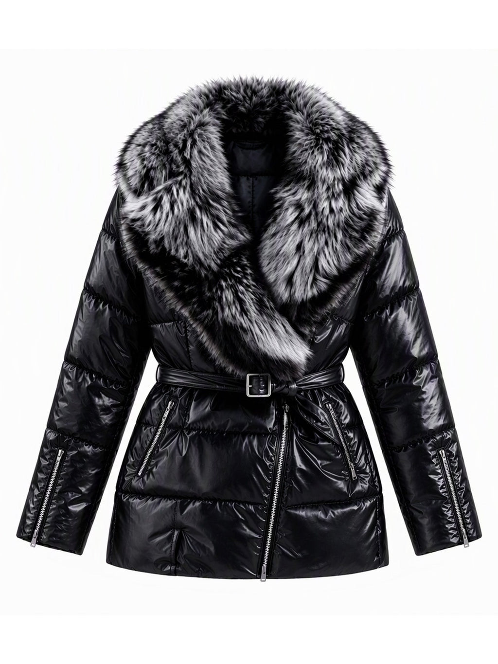 Women's Padded Jacket with Faux Fur Collar