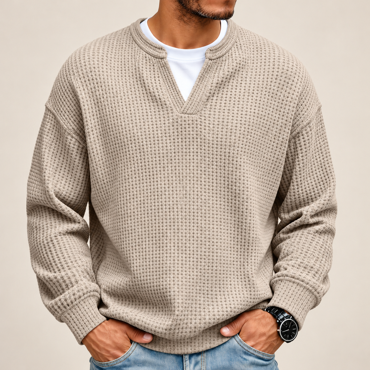 Layered Comfort Waffle Tee