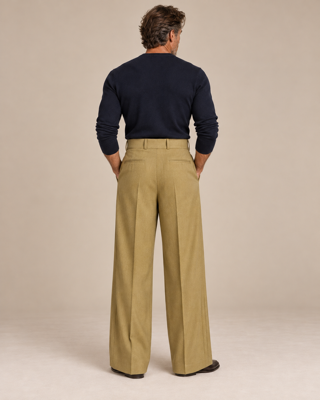 Polished Casual Front-Pleat Design Suit Pants