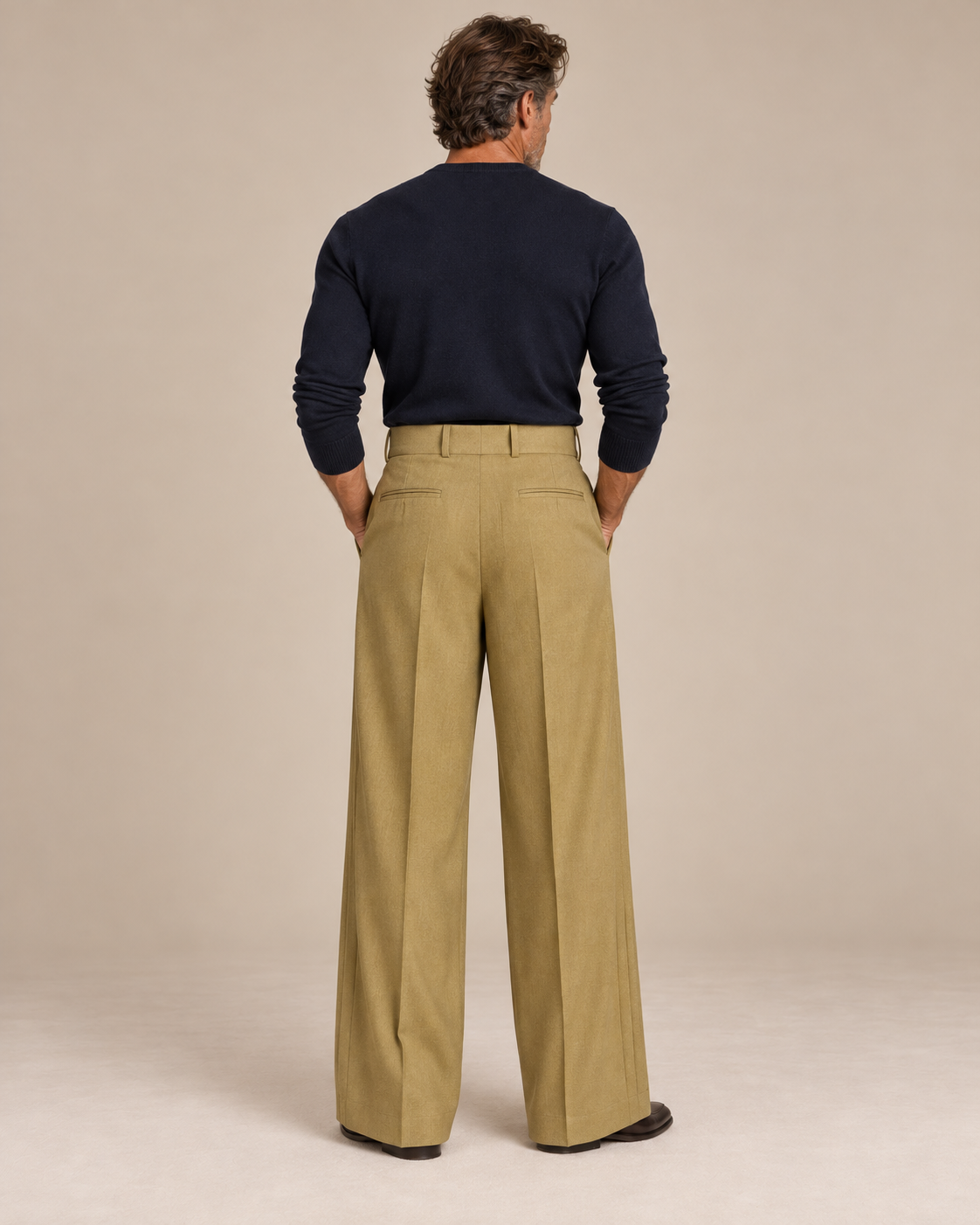 Polished Casual Front-Pleat Design Suit Pants