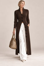 Women's Stand Collar Cable Knit Long Cardigan