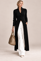 Women's Stand Collar Cable Knit Long Cardigan