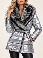 Women's Padded Jacket with Faux Fur Collar