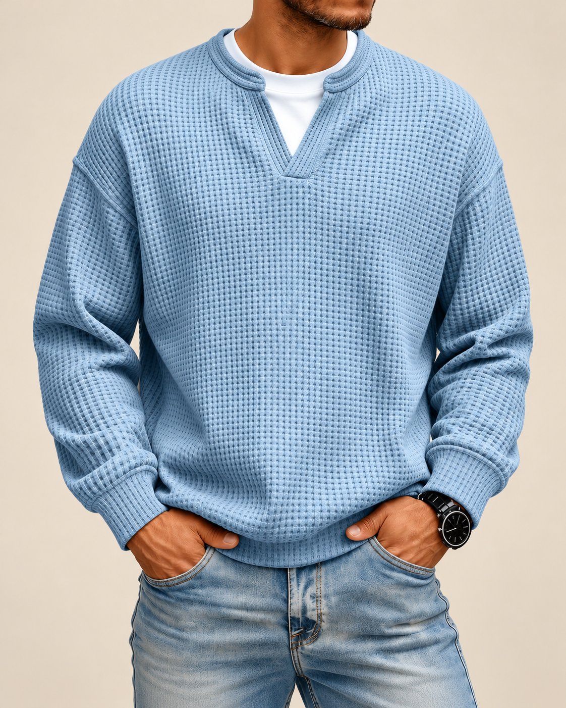 Layered Comfort Waffle Tee
