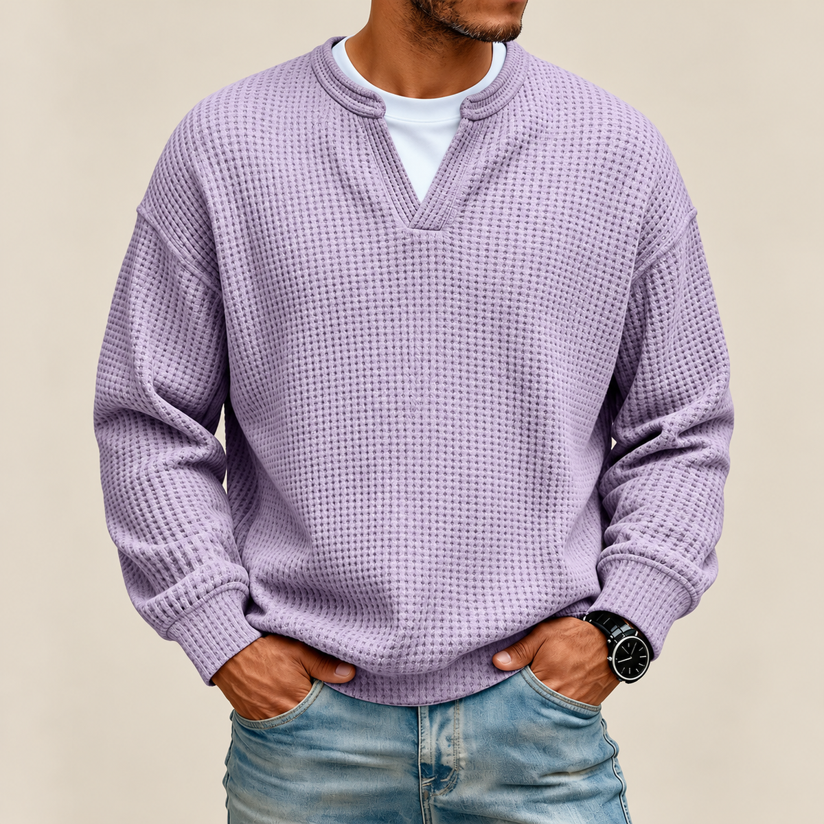 Layered Comfort Waffle Tee