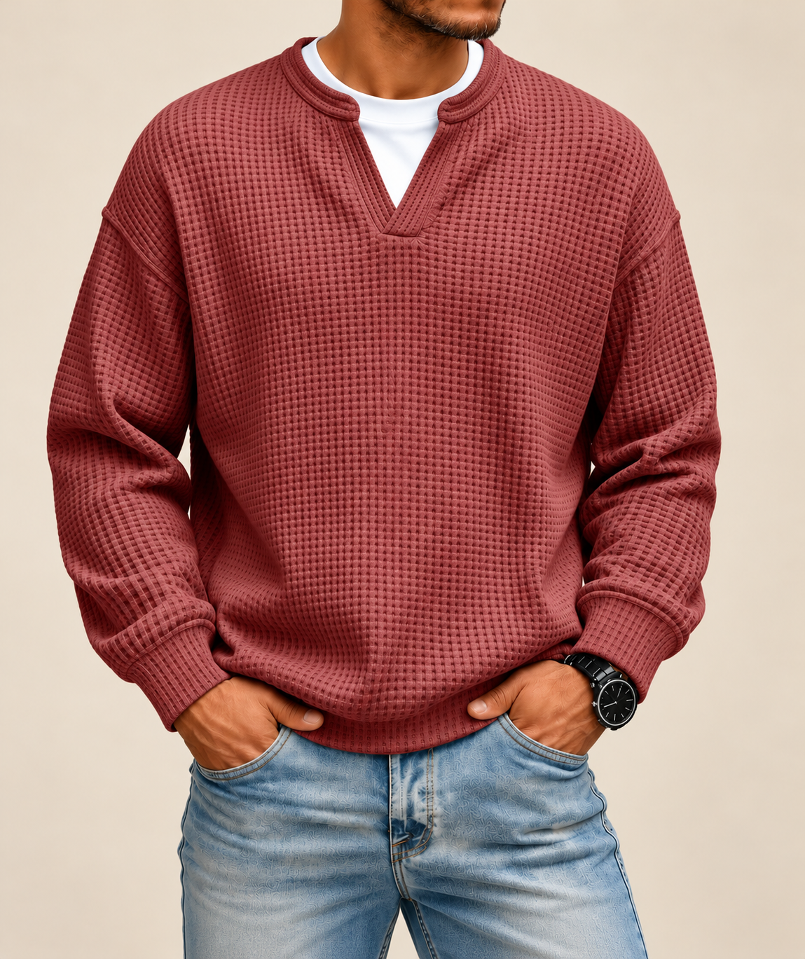 Layered Comfort Waffle Tee