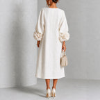 Theodosia Rosette-Cuff Button Midi Dress