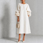 Theodosia Rosette-Cuff Button Midi Dress