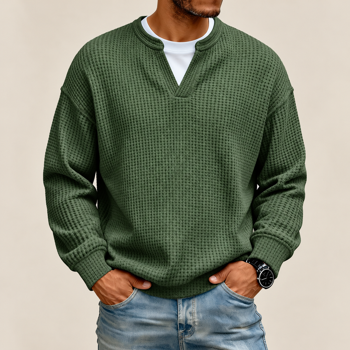 Layered Comfort Waffle Tee