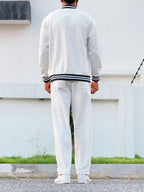 Classic Striped Trim Jacket Pants Set