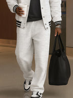 Classic Striped Trim Jacket Pants Set