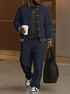 Classic Striped Trim Jacket Pants Set