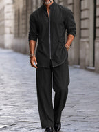 Modern Streetwear Zip-Up Jacket Pants Set