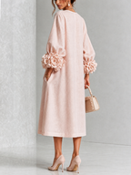 Theodosia Rosette-Cuff Button Midi Dress
