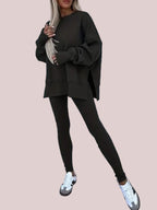 Women's Oversized Side Slit Sweatshirt & Leggings 2 Piece Set